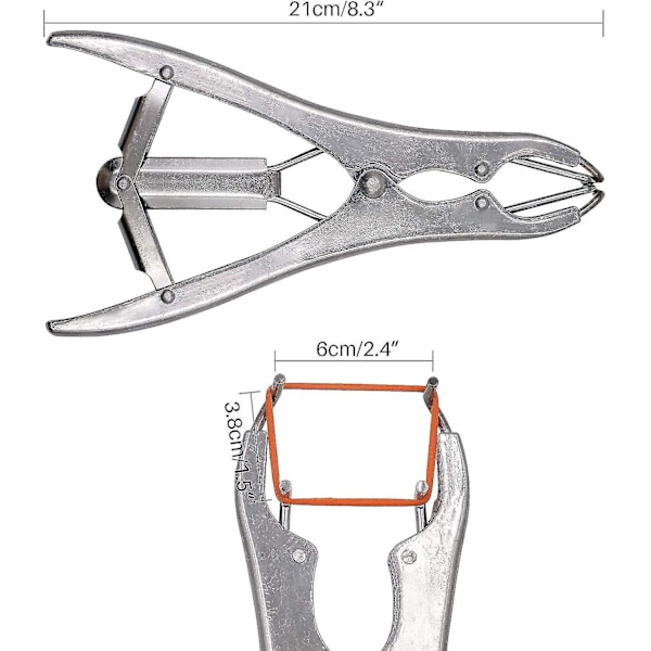 Rostfria kastrerings tänger - För nötkreatur, grisar, får, med 100 gummiringar (FW)