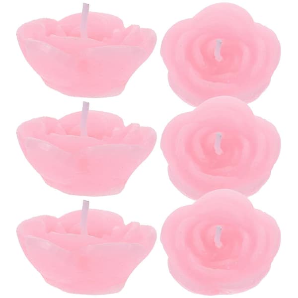 Flytande ljus rosa rosformade ljus för dekoration 6-pack [DB]