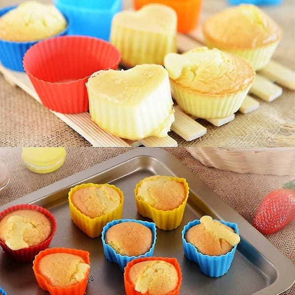 36 stk. silikone cupcake-bageforme, non-stick varmebestandige kageforme isterningeforme til fremstilling af M[DB]