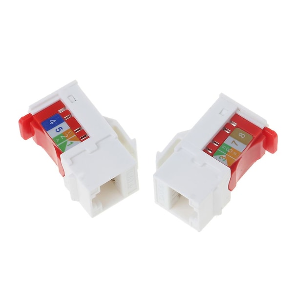 2 stk. Cat6 Rj45 værktøjsfri Keystone Ethernet-modul hun-stik netværksstempel [DB]