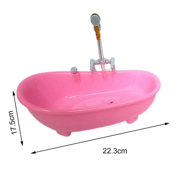 ZHOUBA Elektrisk docka badkar spouting vatten ljud miniatyr dockhus badkar för 1/6 dockor Db Pink
