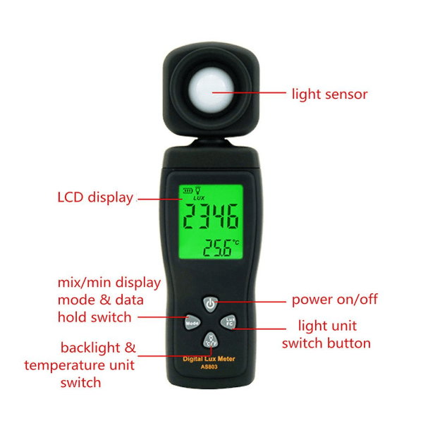 As803 Luxmeter Digital Light Meter Lux Meter Fotometer Radiometer [DB]
