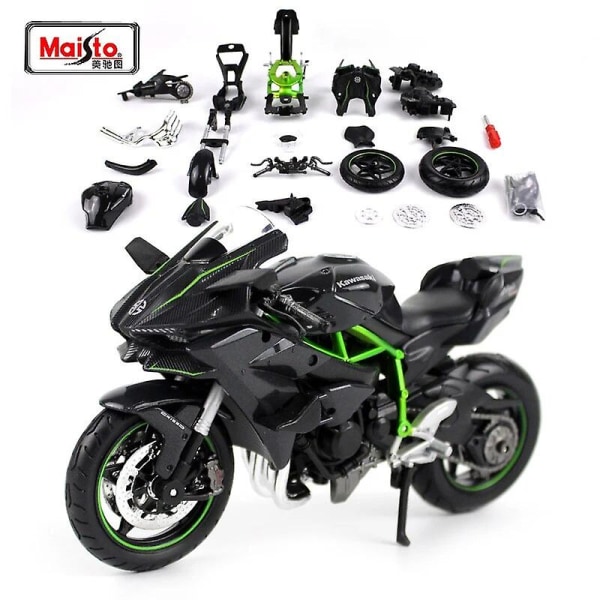 Maisto 1/12 Kawasaki H2r Ninja -kokoonpantu moottoripyörän pienoismalli, leluajoneuvo, kokoelma, iskunvaimennin, maastoauto, lelu Db Diavel