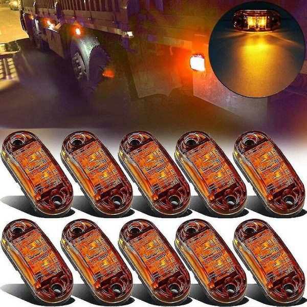 20 kpl Led 2,5 tuuman 2 diodi valoa soikea etuvalo perävaunu kuorma-auto sivuvalo lamppu keltainen punainen [DB]