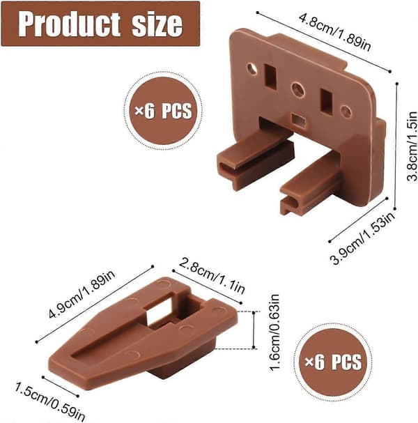 6-pack Spårguide-set för låda, Plastspårguider för Kenlin Rite Trak I, Brun {db}