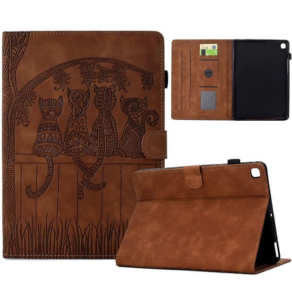 Preget PU-deksel for Samsung Galaxy Tab S5e / T720 [DB] Brown