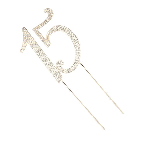Rhinestone kake topper Elegant nummer 15 form gullfarge for bursdagsfestdekorasjoner 1 sett [DB]