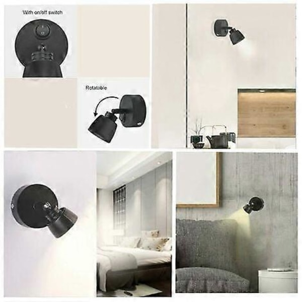 2 st 12V LED Läslampa 3W Svart Lampa Vägglampa Inomhus med Strömbrytare 180 Flexibel RV-belysning för Båt Bil Husvagn [DB]