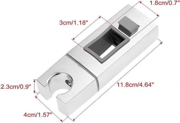 Skyvbart dusjhodeholder for stang - 18 x 30 mm - Rektangulær, firkantet utskiftbar håndholdt dusjholder, ABS krom dusjhodeholder for bad [DB]