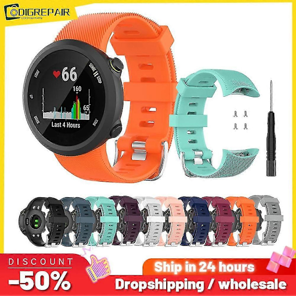 Erstatningsklokkereim for Garmin Forerunner 45 / 45s Smartklokke Reim Silikon Klokkeveske for Garmin Forerunner 45 45s Armbånd [DB] black strap