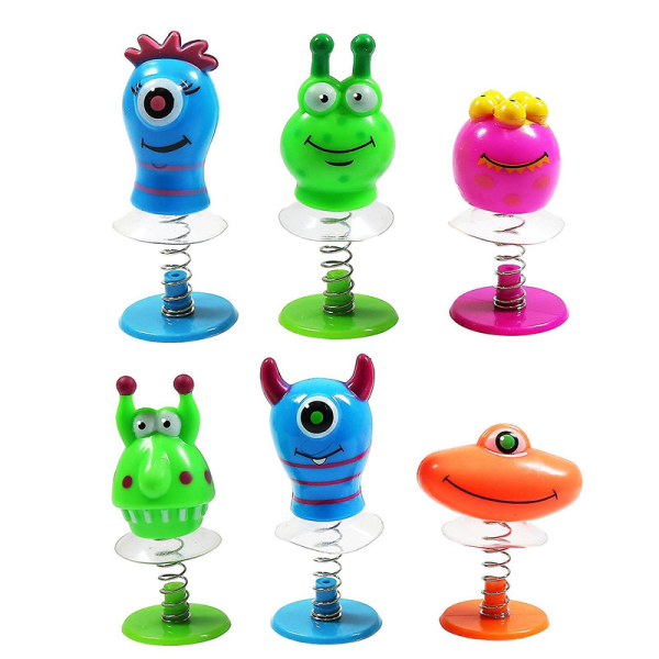 6 stk Monsters hoppende leker Forskjellige herlige dukker med store øyne Godteriposefyllstoffer Samleobjekt Nyhet Leke Jumping Up Springs Morsom Halloween leke Jiyuge Db 6pcs