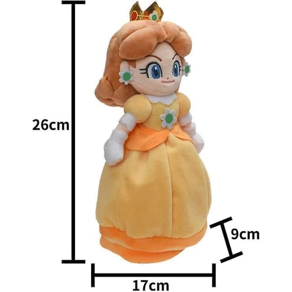 26 cm Princess Peach Plyschleksak Princess Daisy Plyschleksak Super Mario Doll Leksakspresenter för barn (prinsessan Daisy) [DB]