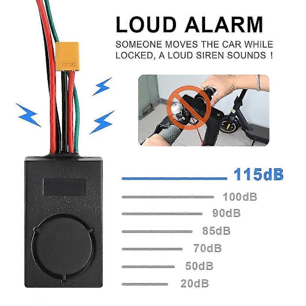 XT60 til Ninebot Max G30 36-55V 115db Sikkerhed Anti-Tyveri Alarm Fjernbetjening Elektrisk Scooter Del DB