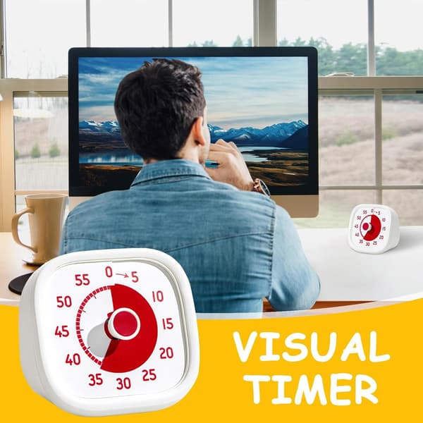 Visuel timer, lydløs timer, tidsstyringsværktøj, justerbar analog timer (uden tikken) (DB)