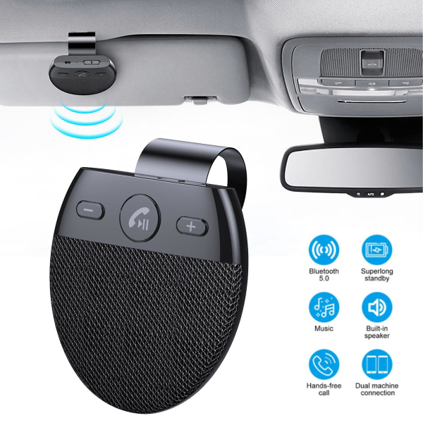 V5.0 Teknologi Bluetooth Bil Håndfri Højttaler - Lang Batterilevetid, DSP Intelligent Støjreduktion, One-Click Besvarelse  [dB}