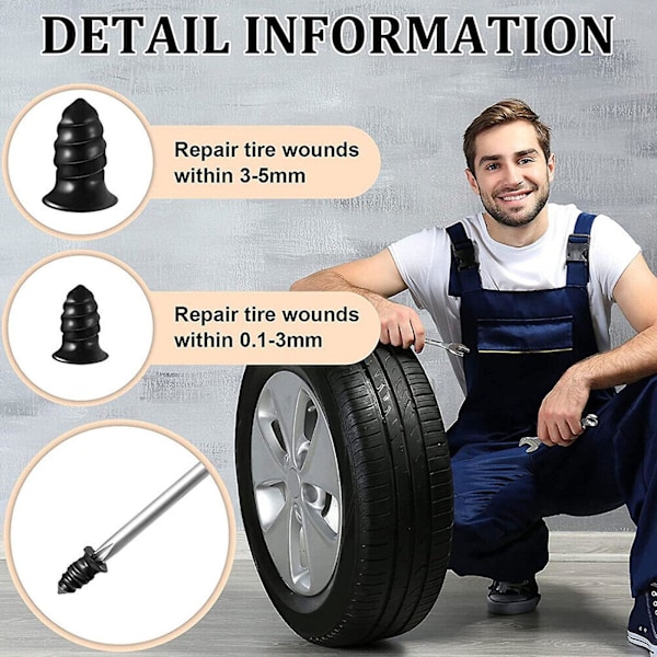 Rengaskorjausruuvi kumitulppa naula auton renkaan puhkeamisen korjaussarja maastoon [db] As shown