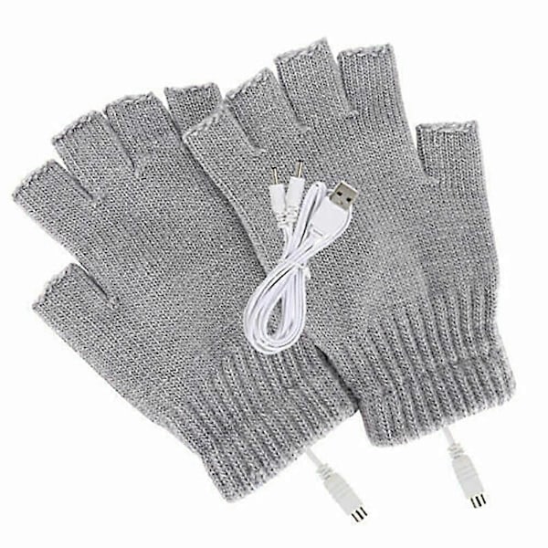 USB-uppvärmda handskar med hel/halvfinger, laddningsbara db Grey