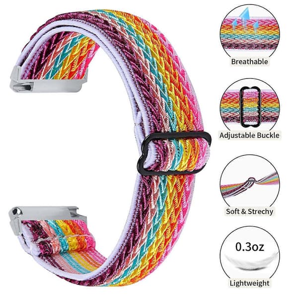 Til Garmin Vivomove Style/GarminMove Style 20 mm elastisk urrem, erstatningsurrem [DB] Multicolor Style E