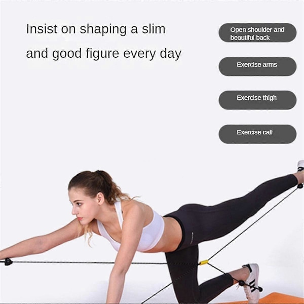 Pilates Reformer Motståndsbandsset Hemmafitnessutrustning för Total Kroppsövning - Hjälper till att Rikta in sig på M [DB] Black