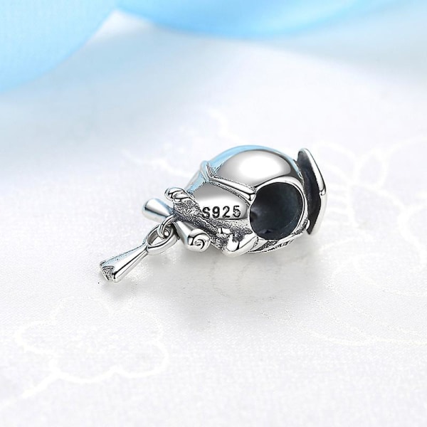 925 Sterling Hopea Helmet Charms Beads Syntymäpäivä Valmistuminen Juhlapäivä Helmet Sopii Pandora Rannekorut Lahja Diy Korut Naisille DB 6