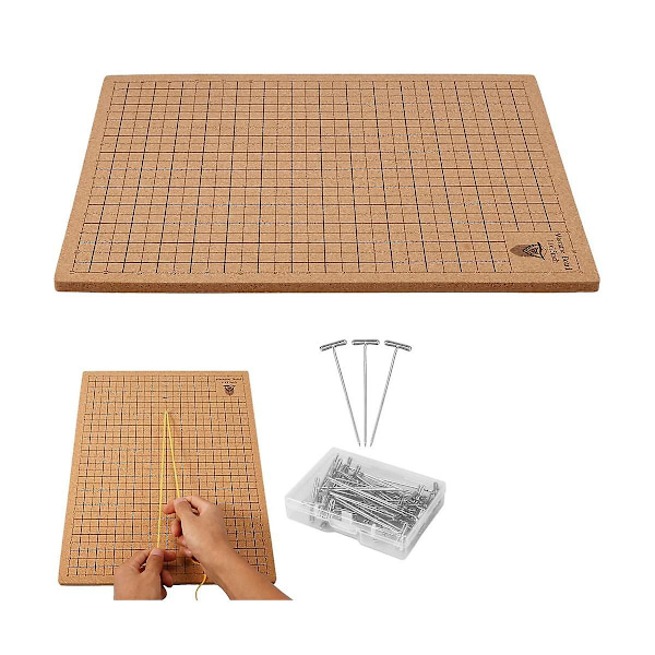 Macramébräda med stift, 12x16 tum bärbar dubbelsidig macraméprojektbräda med rutnät, återanvändbar mac