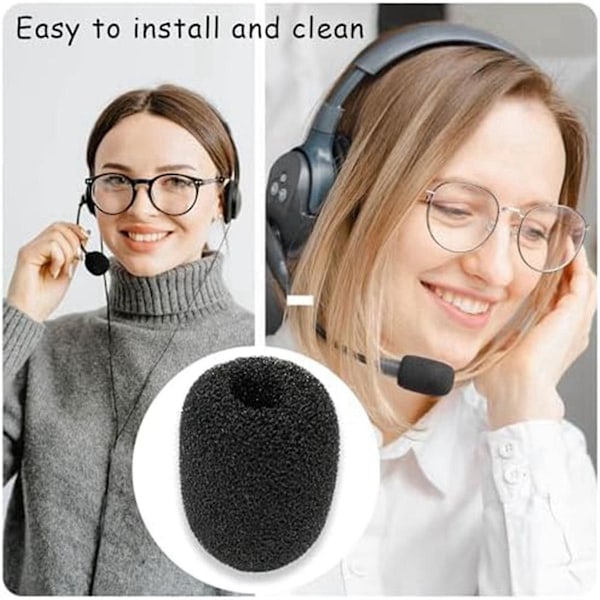 30 stk. Skum Mikrofon Vindskærm, Mini Størrelse Revers Headset Mikrofon Skum Covers til Headset Mikrofon [db] Black