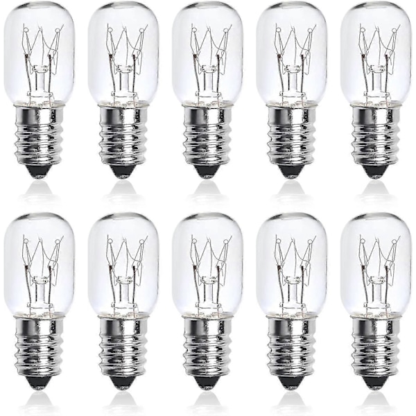 10-pack 25W SES E14 Små Edison-skruv Pygmé Glödlampor, Dimbara T22 Klar Glödlampa Ugnlampa Himalayansaltlampa db