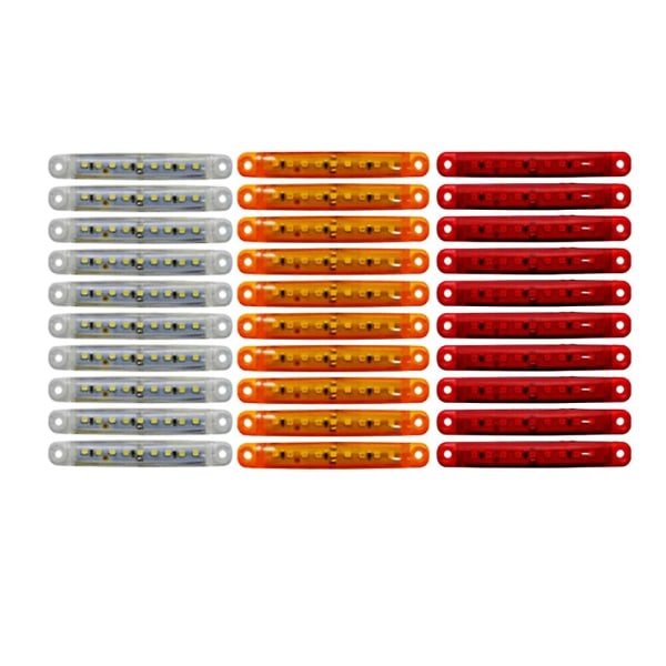 30x Punainen valkoinen 9 LED-sivumerkkivalo kuorma-autoon, perävaunuun, kuorma-autoon, 4 tuuman takasivuvalo [DB] yellow  red  white