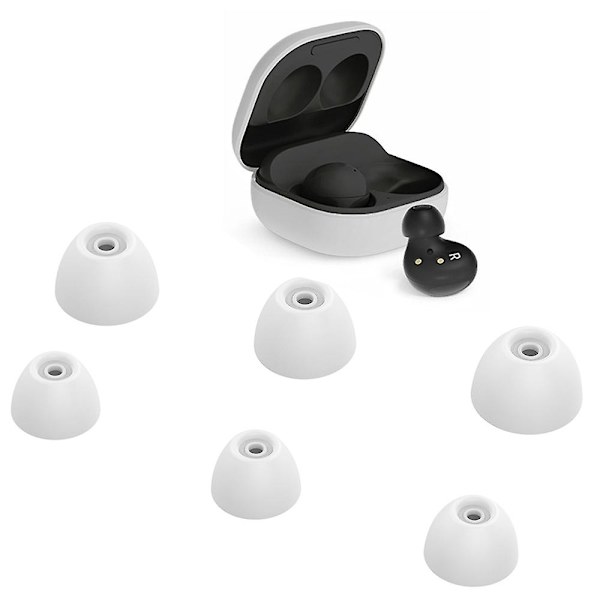 6 stk. udskiftningsørepropper i blødt silikone til Samsung Galaxy Buds2 DB White Style A