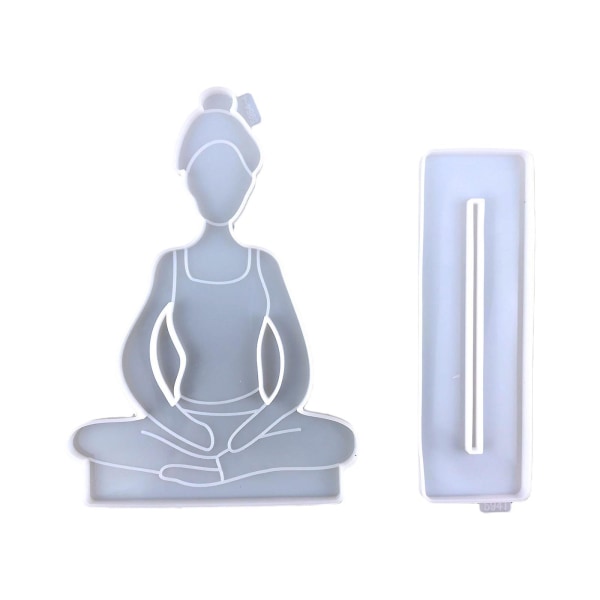 Yoga Sport Tema Epoxi Gjutform Diy Yoga Flicka Hantverk Kontor Prydnad [DB] Clear 4