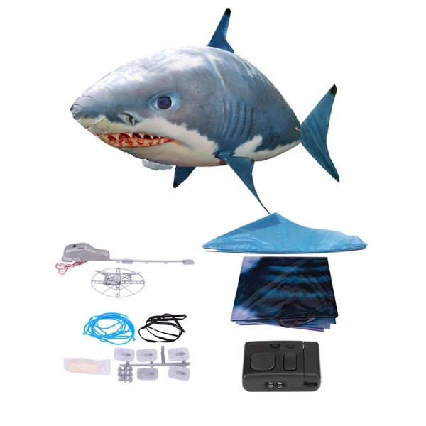 Fjernbetjening Flying Shark Oppustet Rc Oppustelig ballon Legetøj Kids Gift db Blue Shark