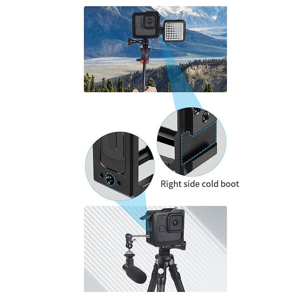 Kameraburrigg Beskyttende ramme Sidebatterideksel Cold Shoe Mount For Hero 11 Mini Action med sidedeksel