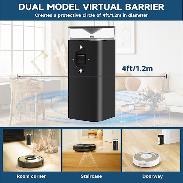1 stk. Virtuel navigationsvæg barriere til iRobot Roomba 600/700/800/900/E/I/S serie robotter dele [DB] Black