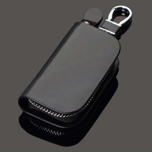 Läder Ford Nyckelbricka Nyckelring Nyckelfodral Plånbok Väska Fjärrkontrollfodral Myntfack Dragkedjeväska Charm [DB] Black Without Label