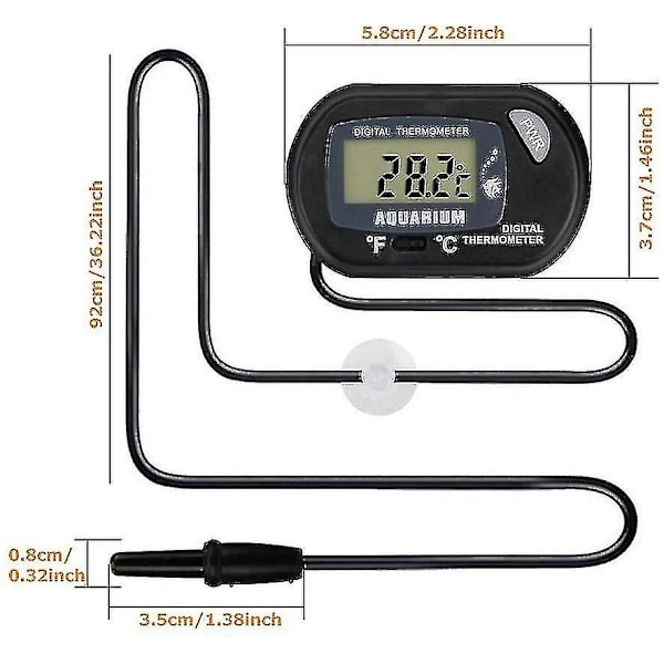 Akvarie Termometer 4 Stykker Digital Med Vandtæt Probe Til Akvarie Glasbeholdere