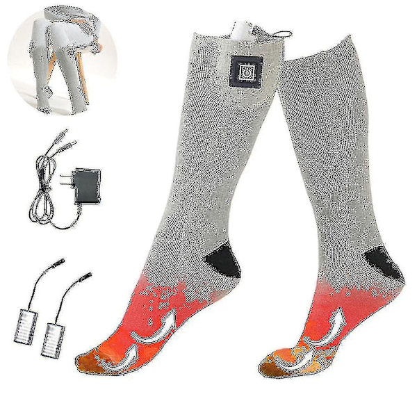 Oppvarmede Sokker Oppladbare Elektriske Batteri Unisex Termisk Fotvarmer [DB] gray