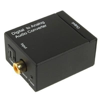 Toslink koaksial digital lydkonverterer til RCA analog lydkonverterer (svart)