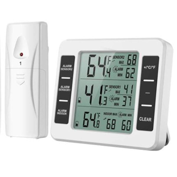Trådlös kyl- och frys termometer digital termometer temperaturmätare med 1 sensorer Fo