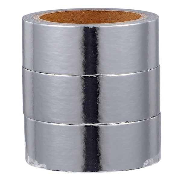 3 Rullar Dekorativ Metallisk Washi Tejp Dekorativ Washi Tejp Scrapbooking Tejp Självhäftande Tejp [db] Silver