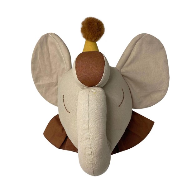 DB Väggmonterad 3d Djur Elefant Huvud Plysch Fylld Docka Barnrum Vägg Häng Dekor Coffee