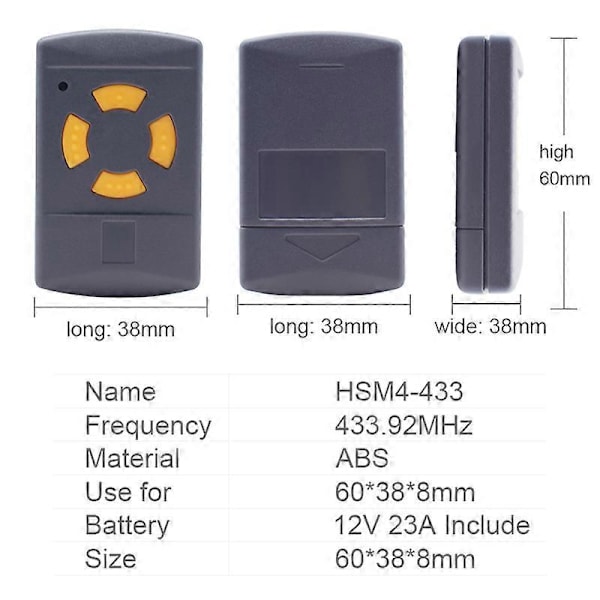 Senaste Hormann 433MHz garageportfjärrkontroll replikering HSE2 HSE4 HSM2 HSM4 43392MHz fast kod {db}