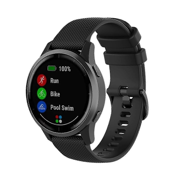 Til Garmin Vivoactive 4 22mm Silikone Urrem [db] Black