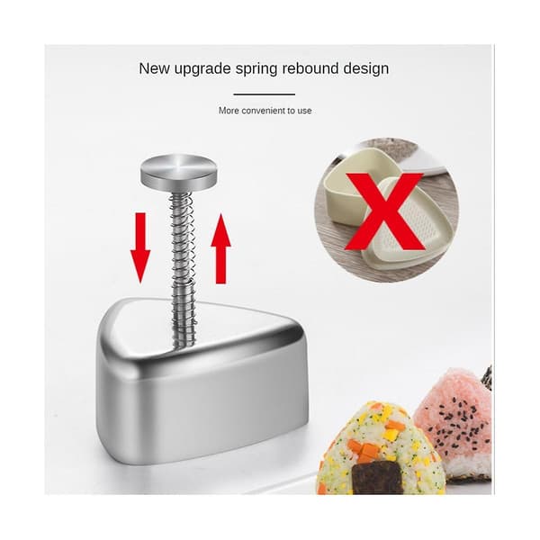 Db Onigiri-form, rustfritt stål risballform Sushi Maker, klassisk trekant Musubi-form lunsj Bento Silver