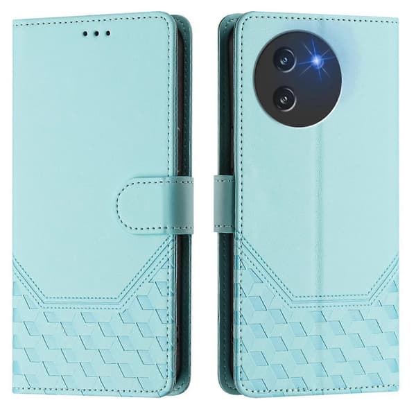 Honeycomb-preging RFID Lær Telefonveske For Doogee Note 59 / Note 59 Pro [DB] Mint Green