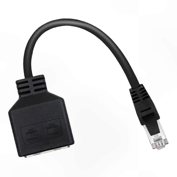 Ethernet Splitter Adapter, 1 Han til 2 Hun LAN Port Connector til Netværkskabeltilslutning [DB]