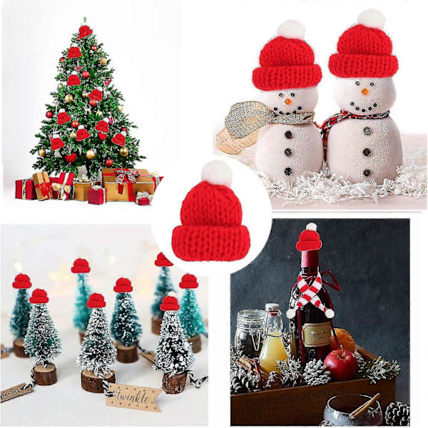 20 stk. Mini Strikket Julehat, Mini Julehalsklæde, Mini Julehat, DIY Julehat Til Dukketilbehør, Vinflasker, Jule-Go DB