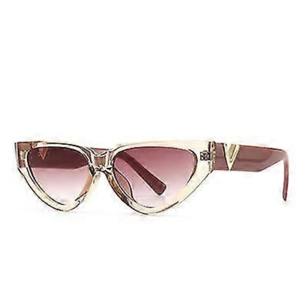 Vintage Cat Eye Aurinkolasit Naiset 2023 Muoti Ylelliset V-merkkiset Designer Aurinkolasit Naisille Silmälasit Uv400 Gafas De Sol Mujer [db] champagne red As shown