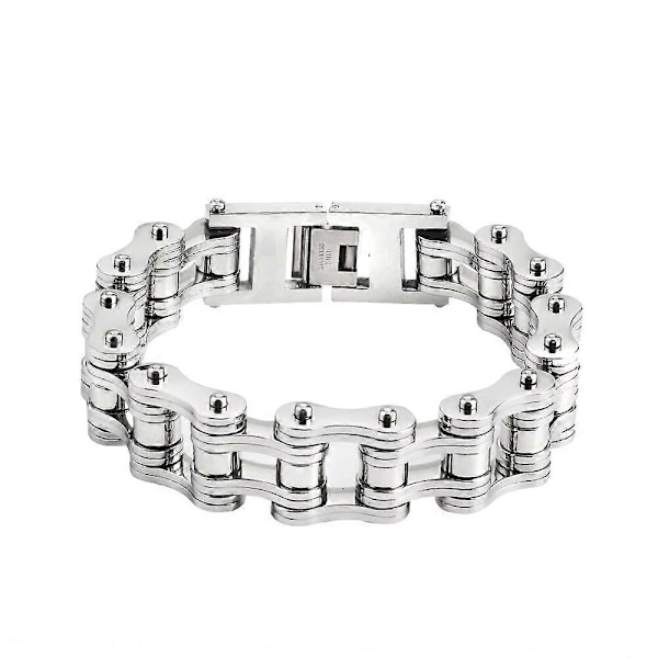 16mm Titanstål Motorcykelarmband för Män Kvinnor Punk Personlighet Rostfritt Silverfärg Motorcykelkedjor Armband db Silver 16mm 19cm