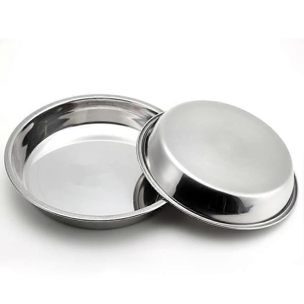 Rund tallrik i rostfritt stål 24 cm för matservering inomhus utomhus camping silver 1-pack[DB]