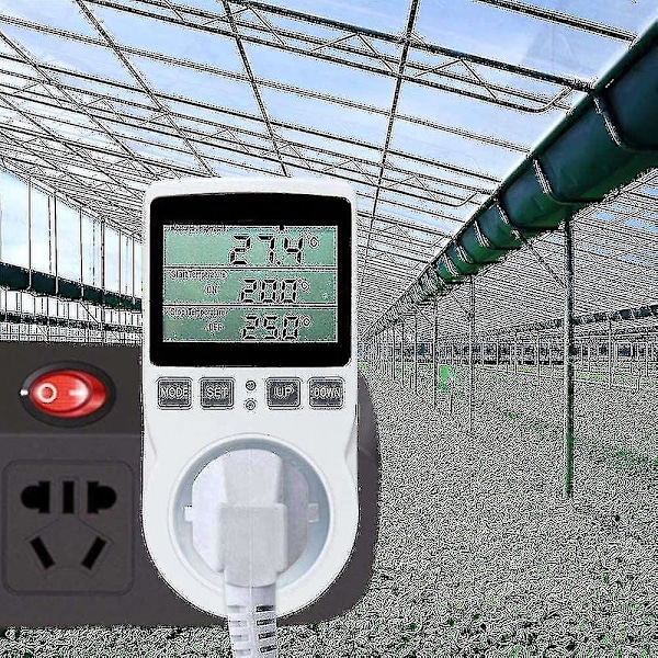 Digitaalinen Lämpötilanohjain, Lämmitys- ja Jäähdytystermostaatti Pistorasia LCD-lämpötilanohjain, 230v Kasvihuoneelle Tilalle (pistorasia) DB